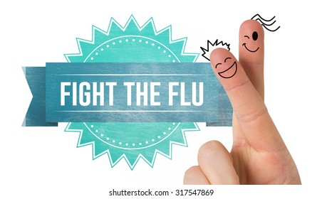 Fingers smiling against flu shot message - Powered by Shutterstock