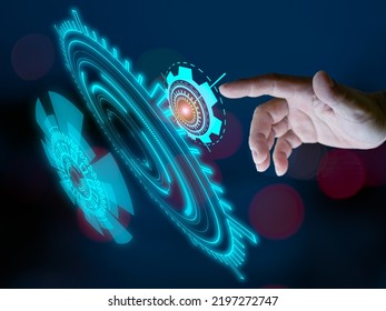 fingers and touching the future interface technology The future of user experience. technology concept.