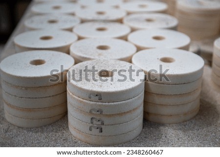 Finished product produced by an abrasive plant. Plant for the production of silicon carbide and abrasive materials. Stock photo © 