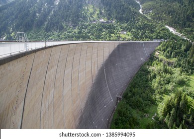 Finkenberg, Austria - June 9, 2018: View of the Schlegeis Dam in the Zillertal valley.