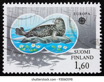 FINLAND - CIRCA 1986: A Stamp Printed In The Finland Shows Saimaa Ringed Seal, Endangered Species, Circa 1986