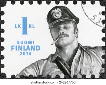 FINLAND - CIRCA 2014: A Stamp Printed In Finland Shows Drawing By Tom Of Finland, Circa 2014 