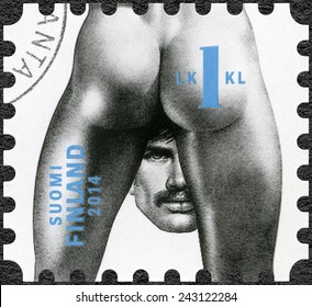 FINLAND - CIRCA 2014: A Stamp Printed In Finland Shows Drawing By Tom Of Finland, Circa 2014