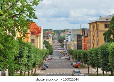  Finland. Cozy Street In Turku In A Sunny Summer Day