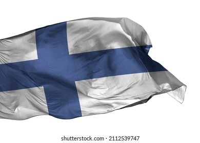 Finland flag isolated on white background. Close up waving flag of Finland. Flag of Finnish.