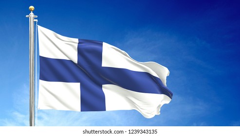 Finland flag on a clear blue sky