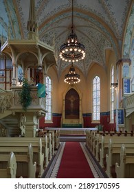 Finland, Joensuu - July 23, 2022. Lutheran Church In Finnish Joensuu Town: Interior.