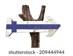 Finland wooden sign isolated on white background