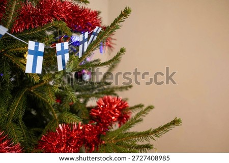 Finnish Christmas tree with Finnish Flags