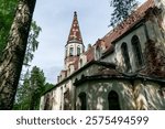 Finnish church Lumivaara in Karelian forest