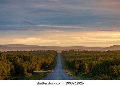 Finnish Lapland At Sunrise. Summer In Finland