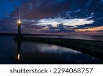 Finnish lighthouse Vuohensalo, white nights, Motornaya bay, Priozersk, Ladoga lake, Russia