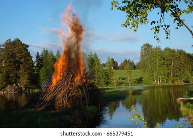 Finnish Midsummer Feast's Bonfire