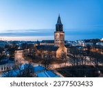 Finnish National Monument Turku Cathedral at dawn in Turku, Finland