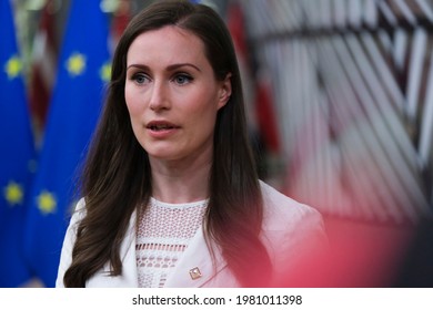 Finnish Prime Minister  Sanna Marin Arrives To Participate In A Special Meeting Of The European Council In Brussels, Belgium On May 24, 2021.