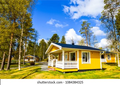 Finnish Yellow House In Wood Camp