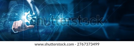 FinTech analyst hand touch solution FinTech application, digital payments investments blockchain banking innovation wallets automation risk scoring compliance security transformation.