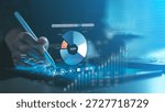 Fintech analytics dashboard concept showing financial data visualization, performance metrics, and business analysis interface for banking, investment, and digital finance technology solutions.