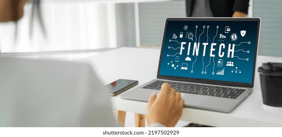 Fintech financial technology software for modish business to analyze marketing strategy