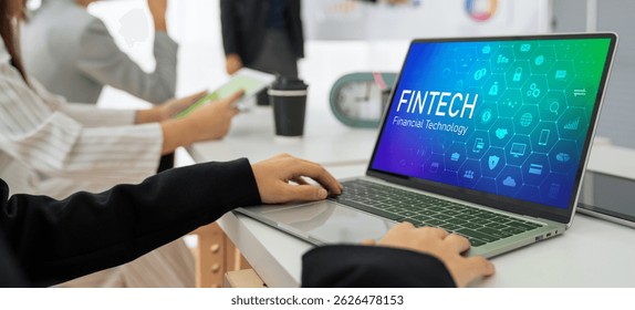 Fintech financial technology software for modish business to analyze marketing strategy