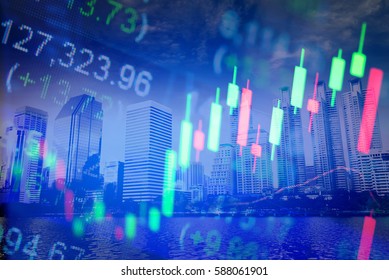 Fintech Investment Financial Internet Technology Concept. Currencies trading via digital info with stock market graph background. Blockchain, Financial Internet Technology as a new trend marketing.