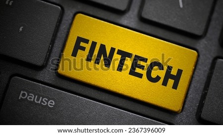 Fintech text button on computer keyboard