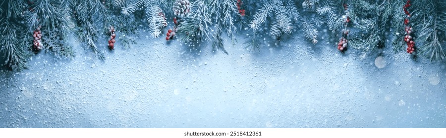 Fir branch on snow.winter holiday background - Powered by Shutterstock