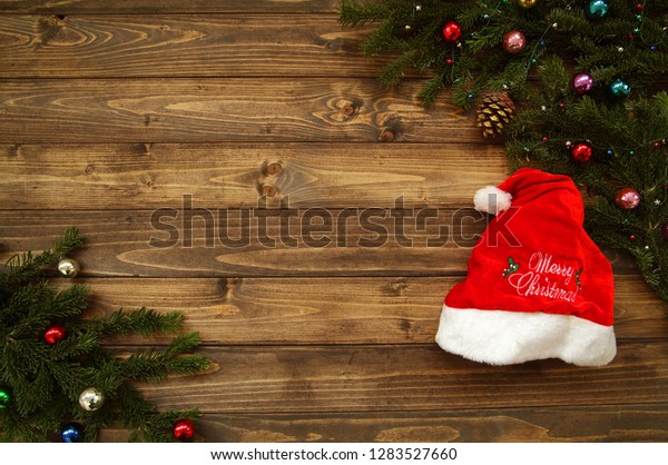 Fir Tree Branches Christmas Decoration Santa Stock Photo Edit Now