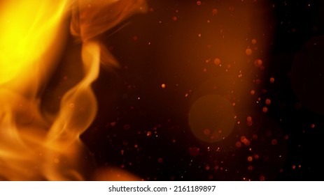 Fire abstract background with flames and copyspace. Isolated on black background. - Shutterstock ID 2161189897