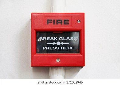 fire alarm box on cement wall for warning and security system
