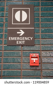 fire alarm and emergency exit - Shutterstock ID 119004859