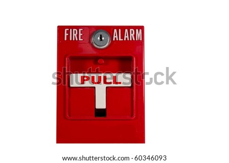 fire alarm pull station isolated over white with clipping path at this size