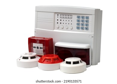 Fire Alarm System On A White Background. Fire Safety For Home.