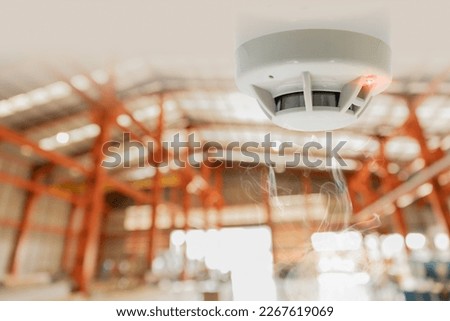 Fire Alarms for Warehouse Smoke Detector Fire Detector safety device setup at Cargo Storage Area ceiling