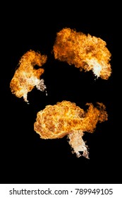 Fire ball explosion from bottom to top