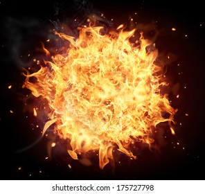 Fire Ball Isolated On Black Background