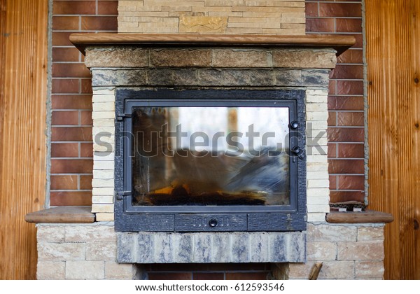 Fire Behind Closed Glass Door Stock Image Download Now