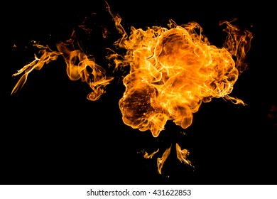 Fire in black background/
