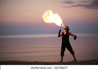 Fire Breathing On The Beach