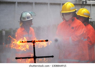 Fireman Attacking Fire Water Firefighter Team Stock Photo (Edit Now ...