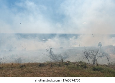 Fire Brigade Performing Preventative Burn Off Near Country Town, Queensland, Australia