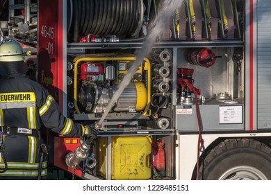 Fire Brigade Practices Use Water Cannons Stock Photo 1228485151 ...