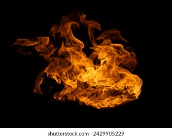 Fire and burning flame of explosive fireball isolated on dark background for abstract graphic design - Powered by Shutterstock