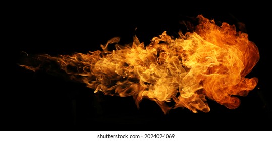 Fire And Burning Flame Torch Isolated On Black Background For Graphic Usage