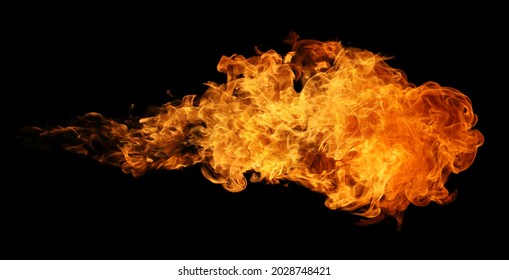 	Fire and burning flame torch isolated on black background for graphic design usage