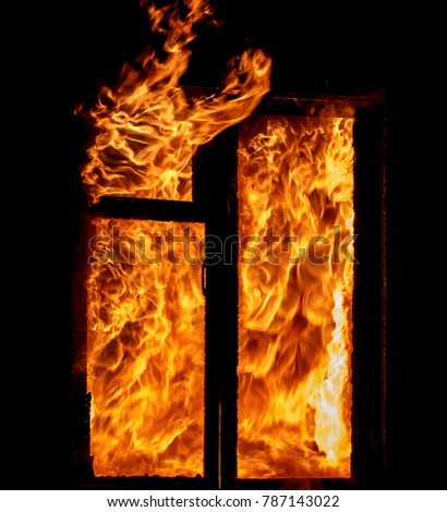 Fire, burning house