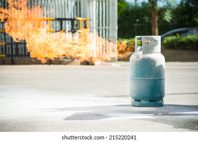 Fire Burning Over Gas Container During Training.