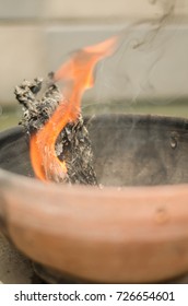 fire burning in pot