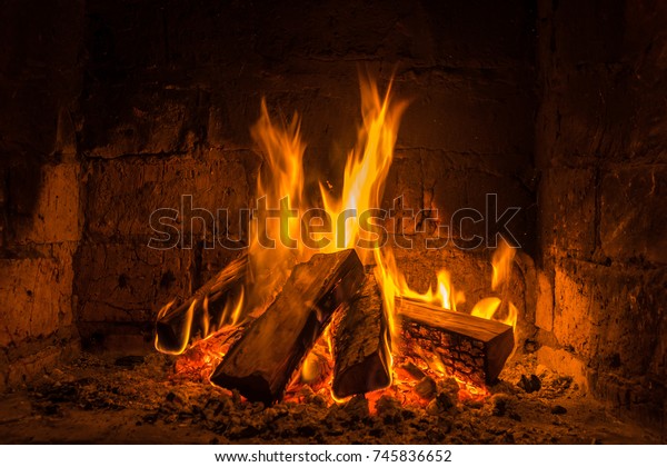 Fire Burns Fireplace Fire Keep Warm Stock Photo Edit Now