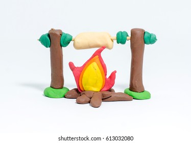 Fire Clay Modeling Over White Background